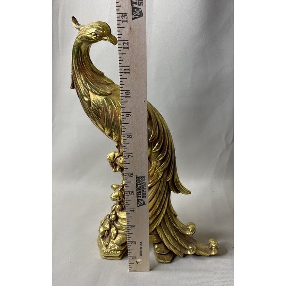 Pair Of Syroco Gold Gilt Pheasant Peacock Bird Figurines Hollywood Regency MCM - Picture 8 of 12